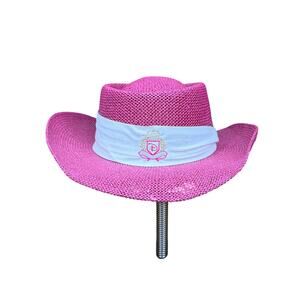 Walt Disney Company Wicker Princess Logo Cowboy Hat Vintage Made In The USA Pink